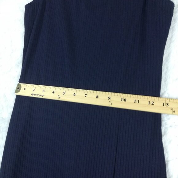 Vanity Room Womens‎ Midi Apron Navy Blue Ribbed Front Slit Pullover Sleeveless M - Picture 8 of 11